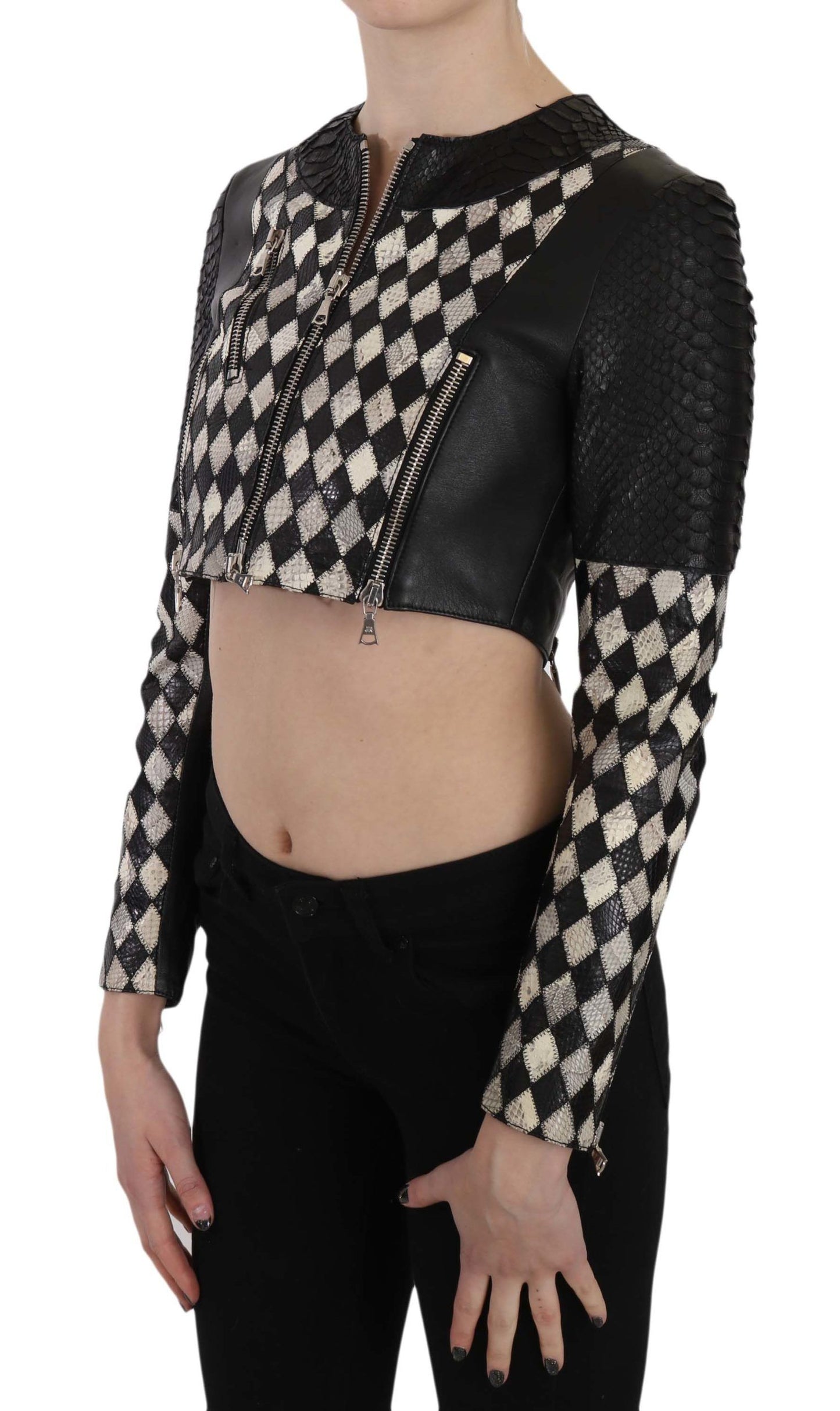 John Richmond Chic Biker-ge������nspireerd cropped leren jack