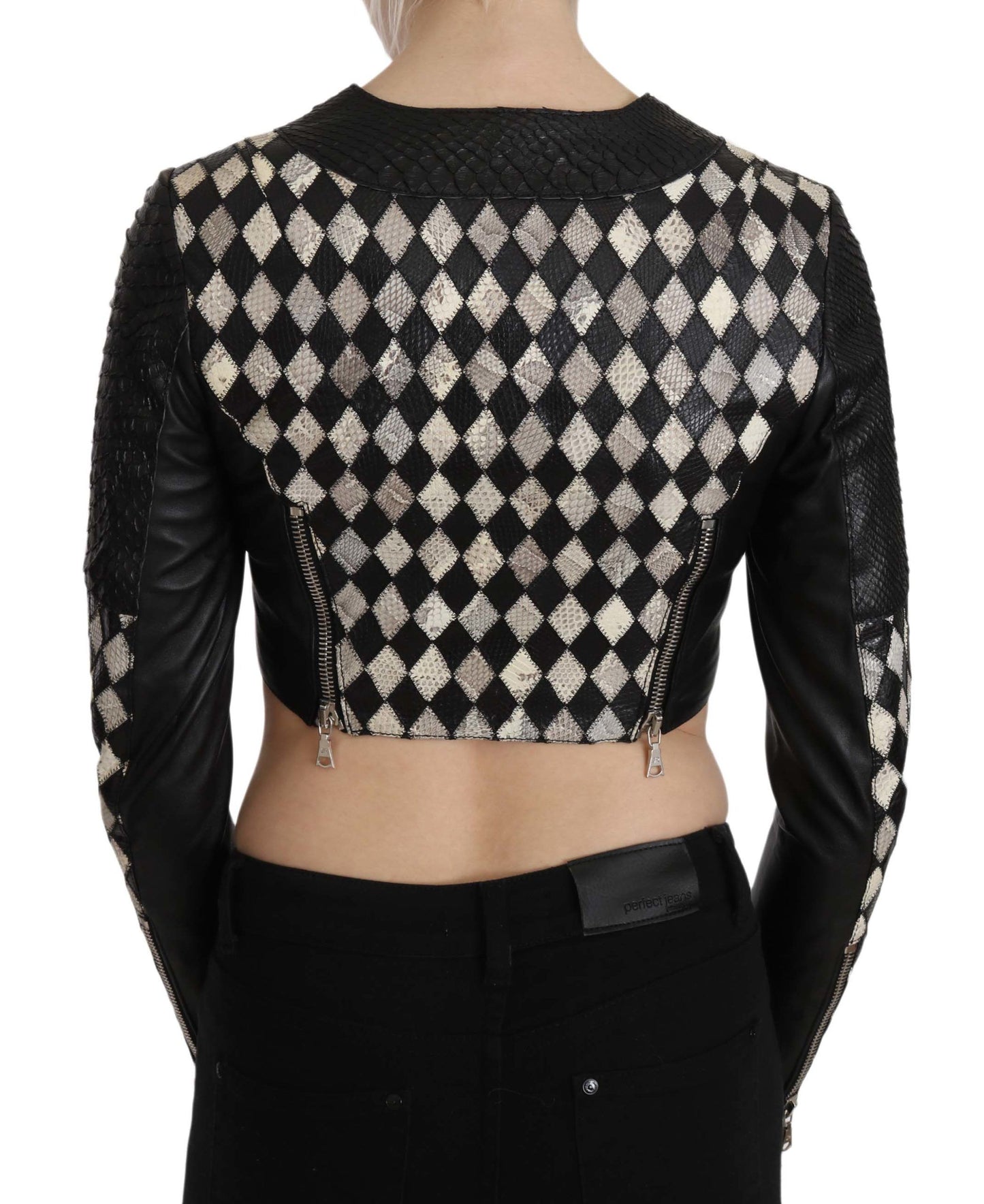 John Richmond Chic Biker-ge������nspireerd cropped leren jack