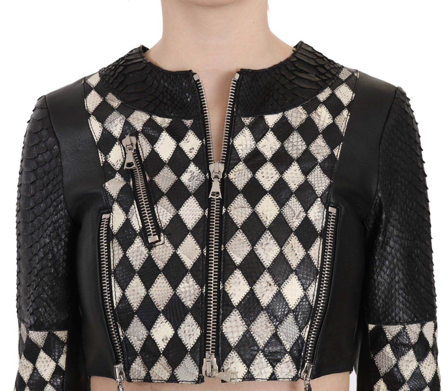 John Richmond Chic Biker-ge������nspireerd cropped leren jack