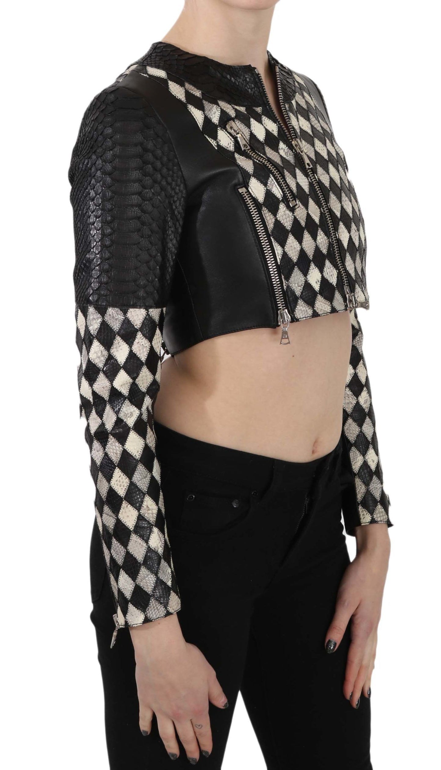 John Richmond Chic Biker-ge������nspireerd cropped leren jack