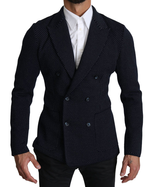 Dolce & Gabbana Elegante donkerblauwe gestippelde slim-fit blazer