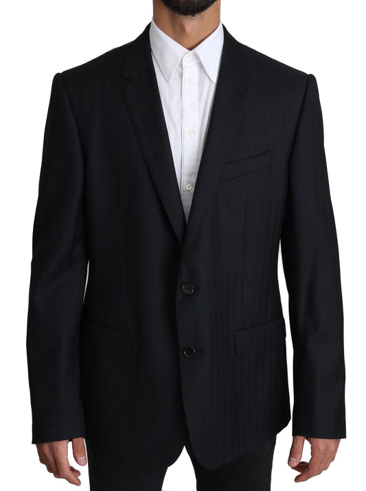 Dolce & Gabbana Elegante Blauwe Martini Formele Blazer met Patroon