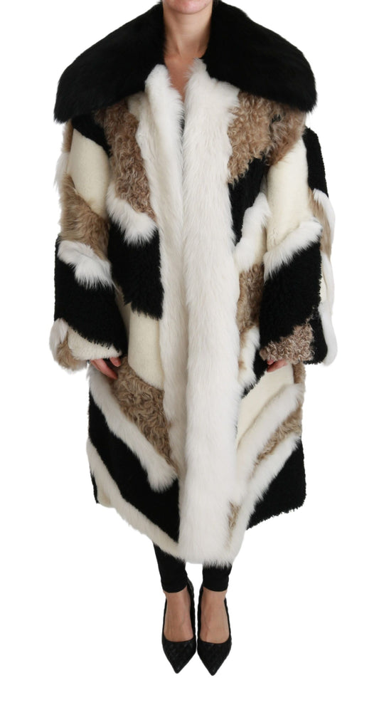 Dolce & Gabbana Elegante Multicolor Shearling Cape Jas