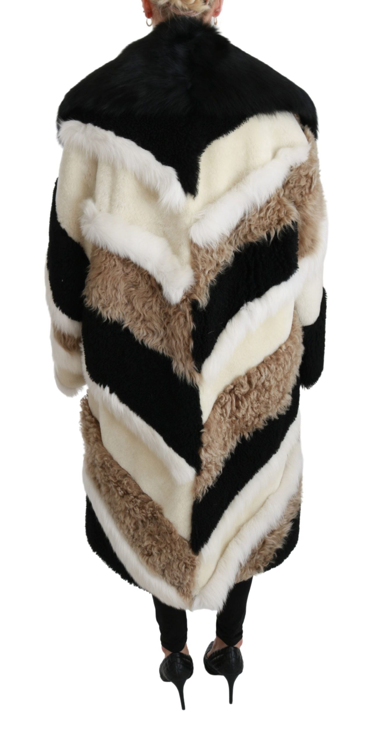 Dolce & Gabbana Elegante Multicolor Shearling Cape Jas