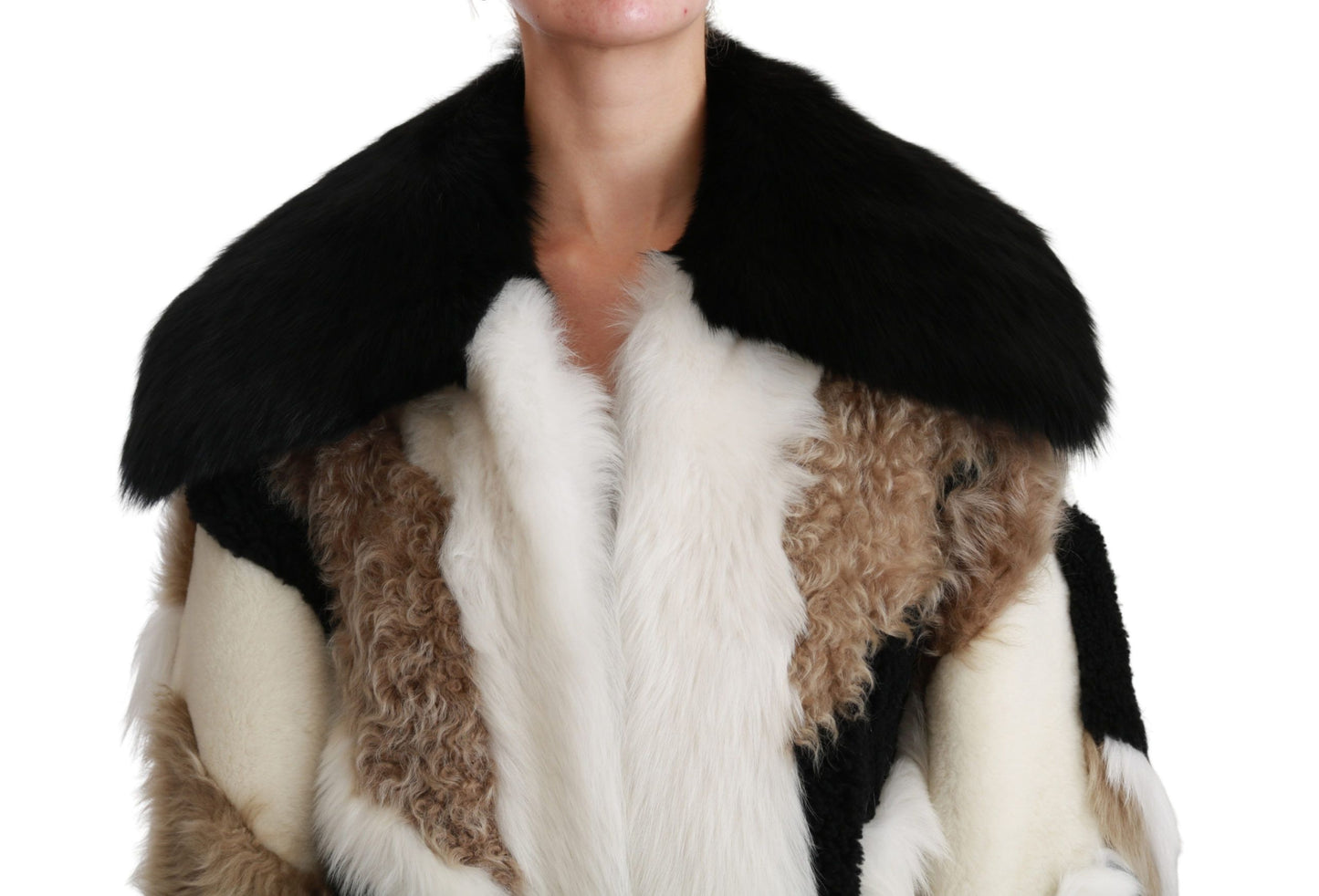 Dolce & Gabbana Elegante Multicolor Shearling Cape Jas