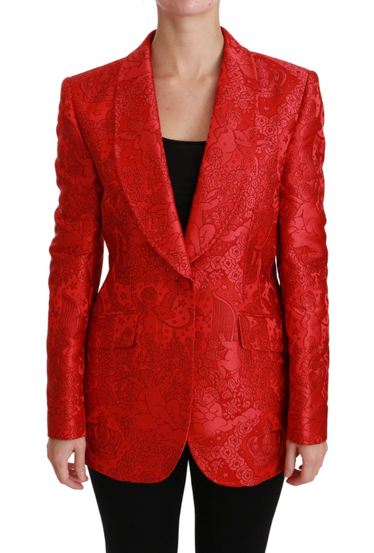 Dolce & Gabbana Rood Bloemen Engel Patroon Blazer