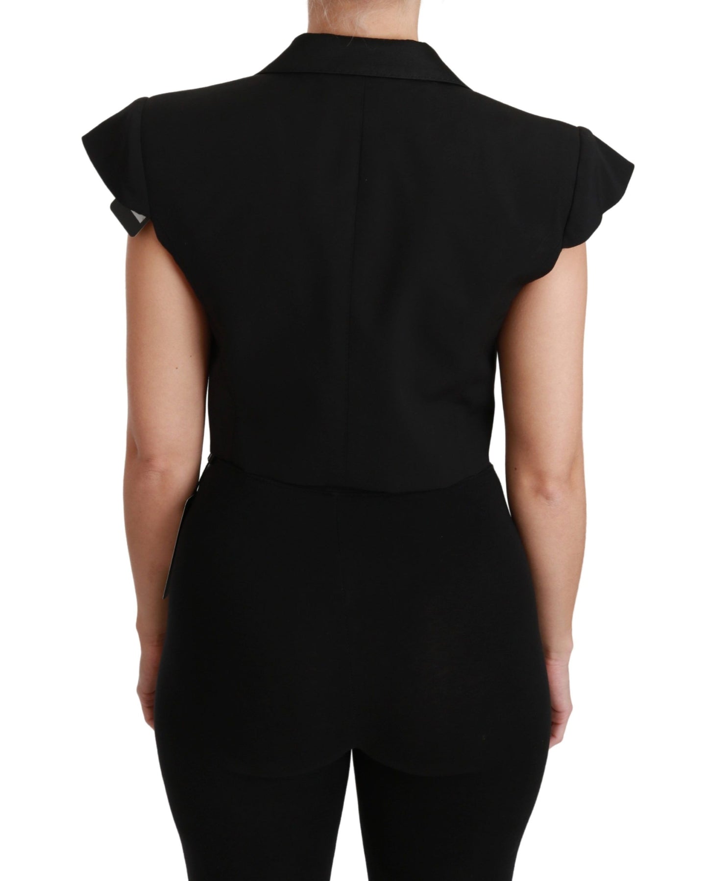 Dolce & Gabbana Elegant Zwart Cropped Blazer Vest