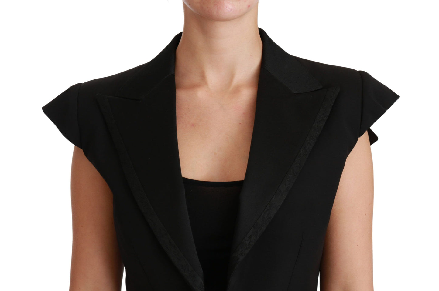 Dolce & Gabbana Elegant Zwart Cropped Blazer Vest