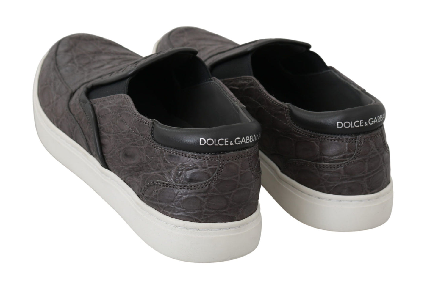 Dolce & Gabbana Elegante Grijze Caiman Leren Loafers