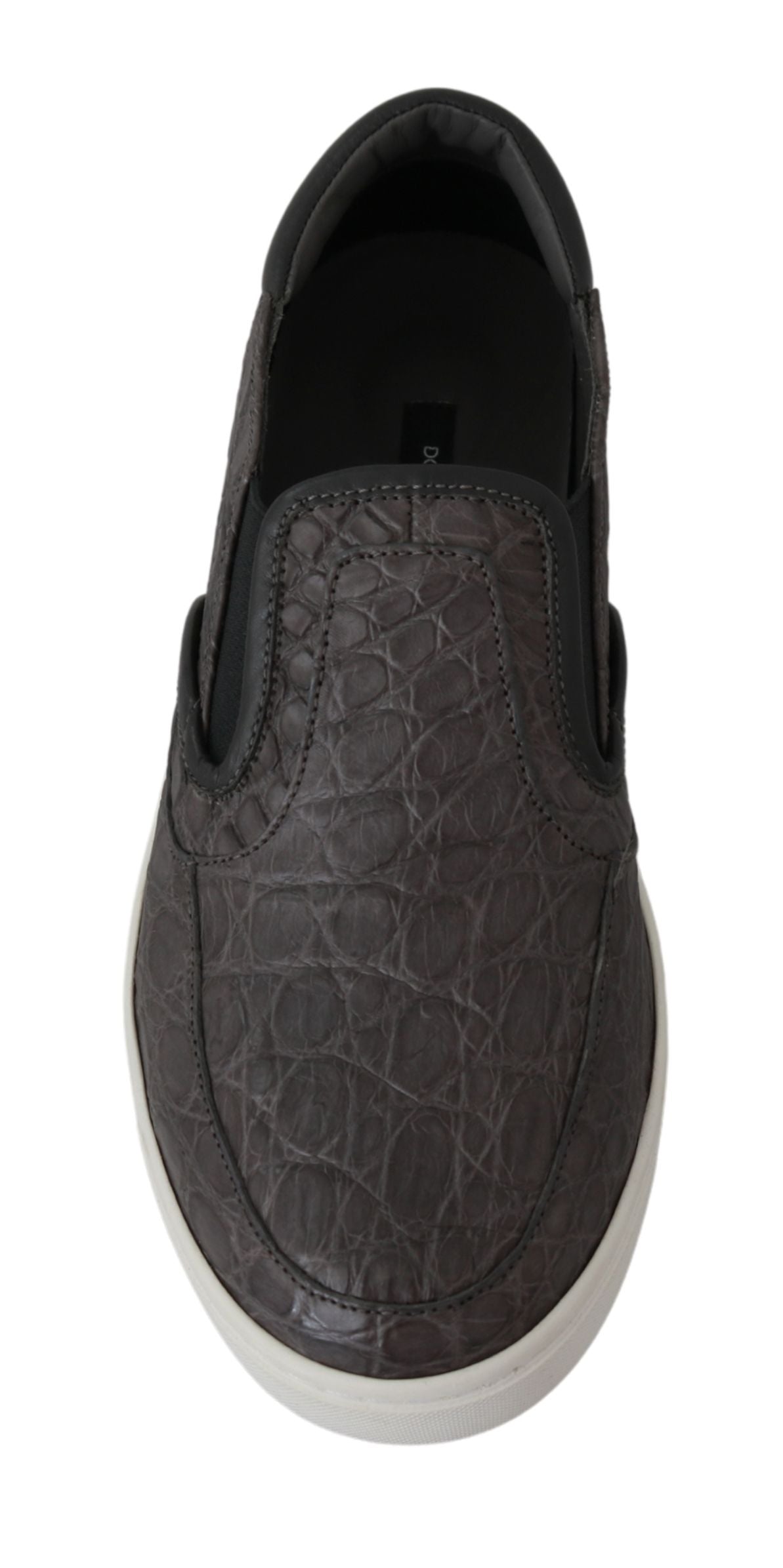 Dolce & Gabbana Elegante Grijze Caiman Leren Loafers