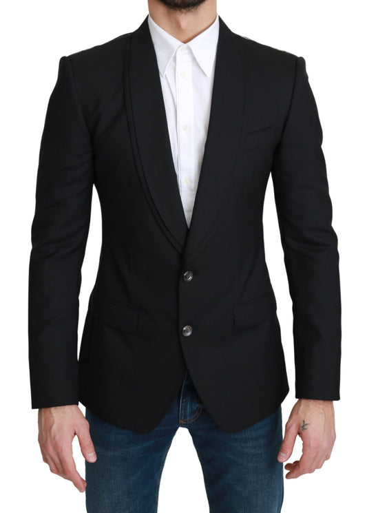 Dolce & Gabbana Elegante Zwarte Maagdelijke Wol Formele Blazer