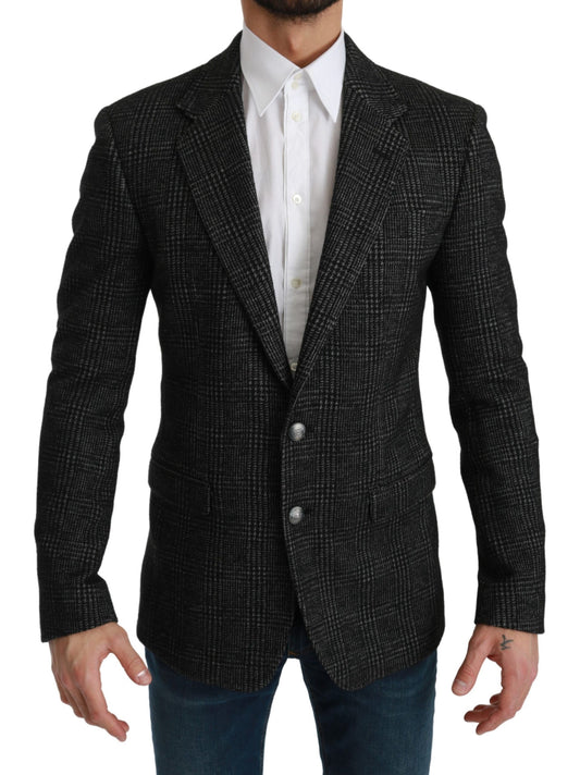 Dolce & Gabbana Elegante Grijze Plaid Slim Fit Blazer