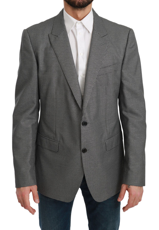 Dolce & Gabbana Elegante Grijze Fantasy Patroon Slim Fit Blazer