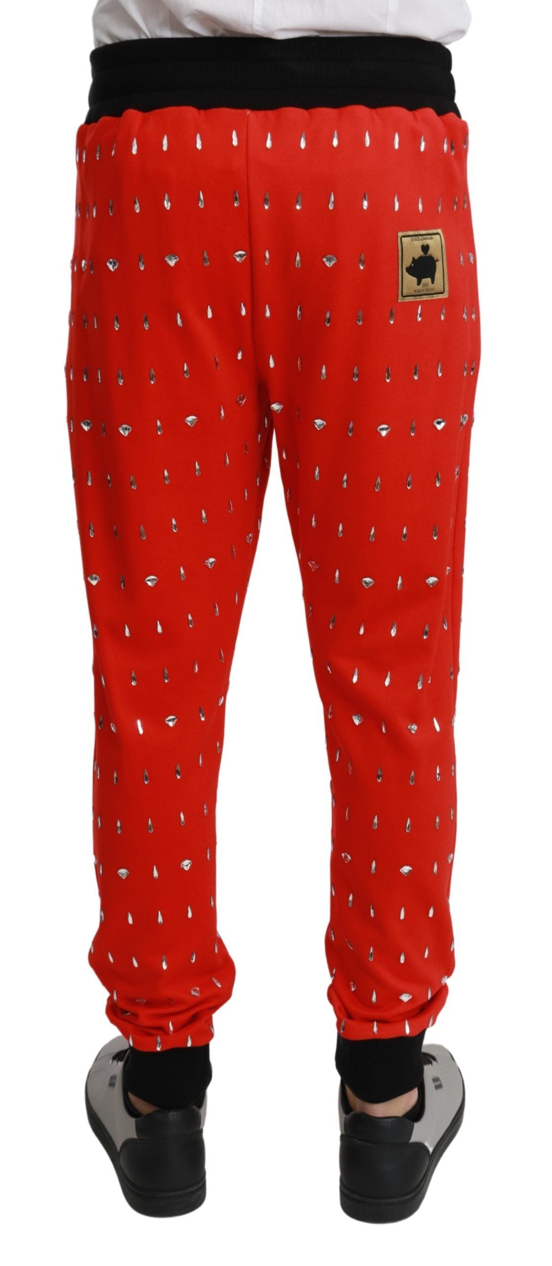 Dolce & Gabbana Chic Rode Piggy Bank Print Sweatpants