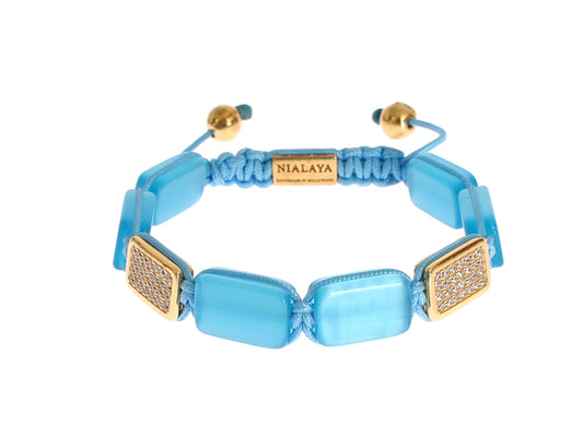 Nialaya Elegante Blauwe Opaal & Diamanten Armband