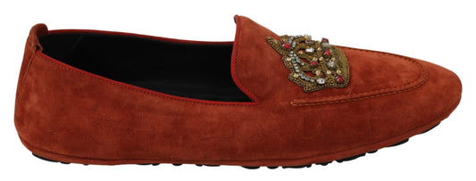 Dolce & Gabbana Elegante Oranje Leren Mocassin Pantoffels