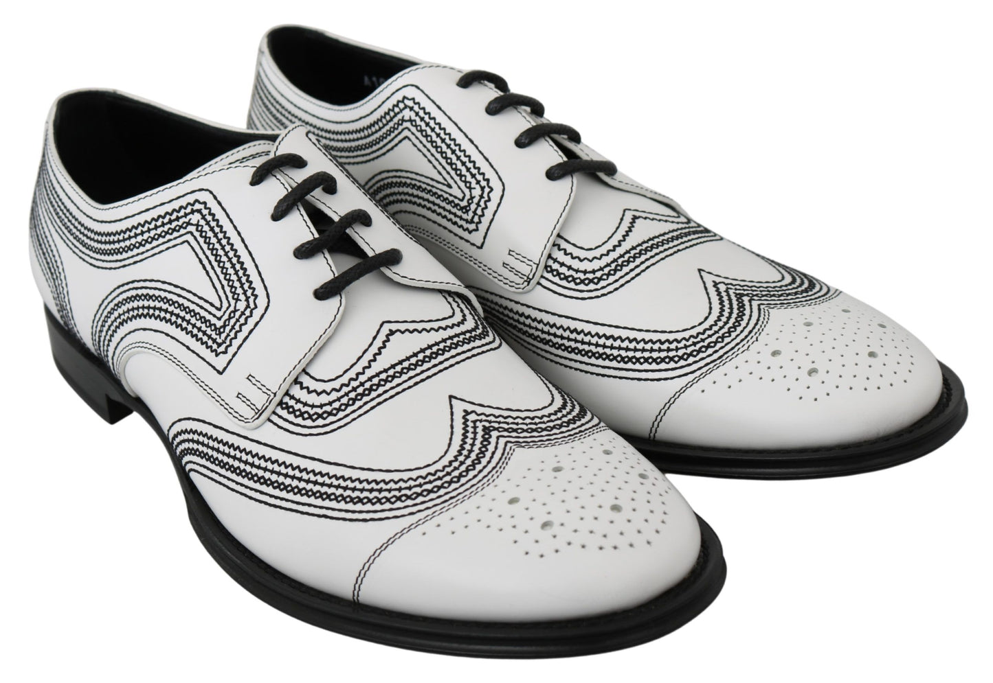 Dolce & Gabbana Elegante Witte Leren Derby Schoenen