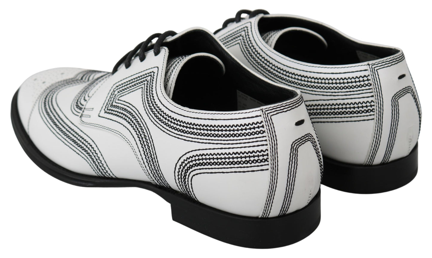 Dolce & Gabbana Elegante Witte Leren Derby Schoenen