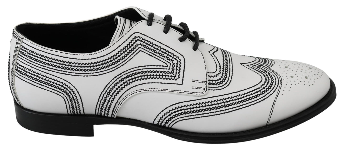 Dolce & Gabbana Elegante Witte Leren Derby Schoenen