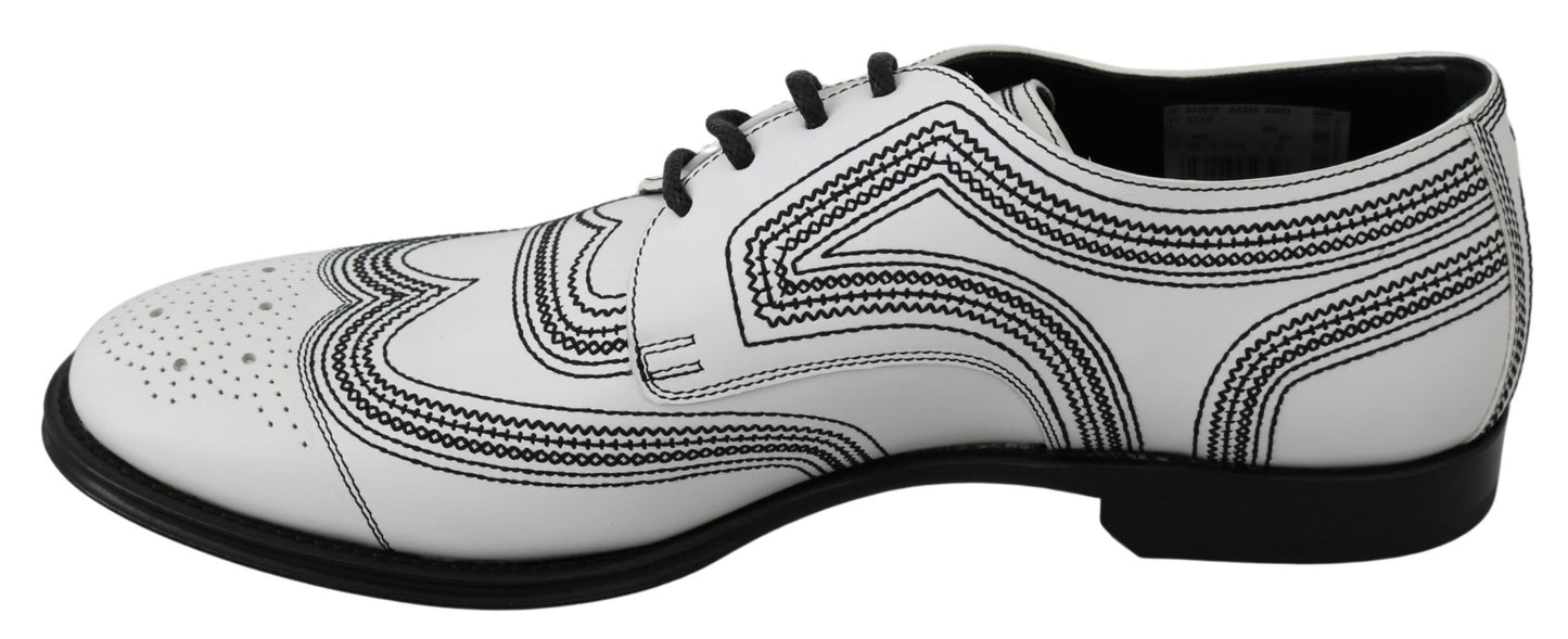 Dolce & Gabbana Elegante Witte Leren Derby Schoenen