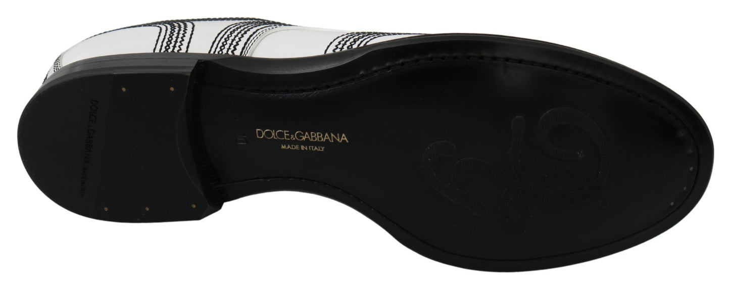 Dolce & Gabbana Elegante Witte Leren Derby Schoenen