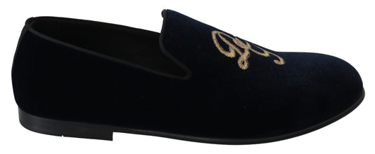 Dolce & Gabbana Elegante Blauwe Geborduurde Loafers