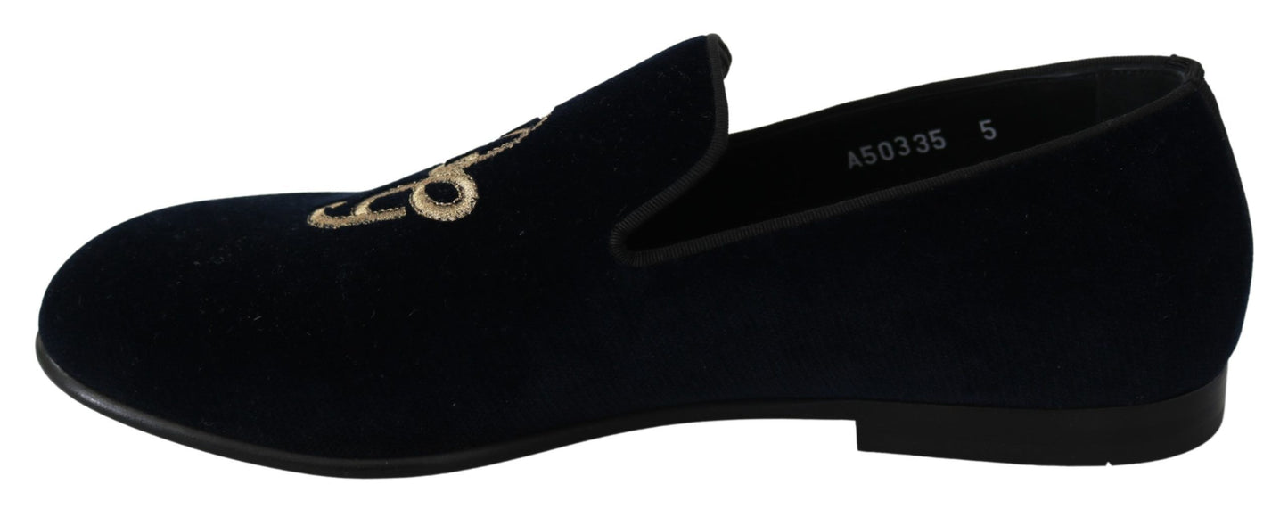 Dolce & Gabbana Elegante Blauwe Geborduurde Loafers