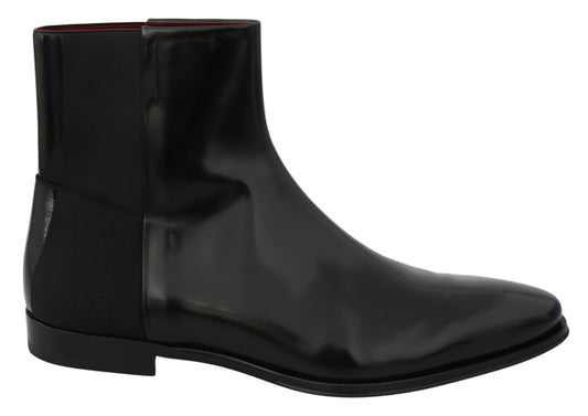 Dolce & Gabbana Elegante Zwarte Leren Chelsea Boots