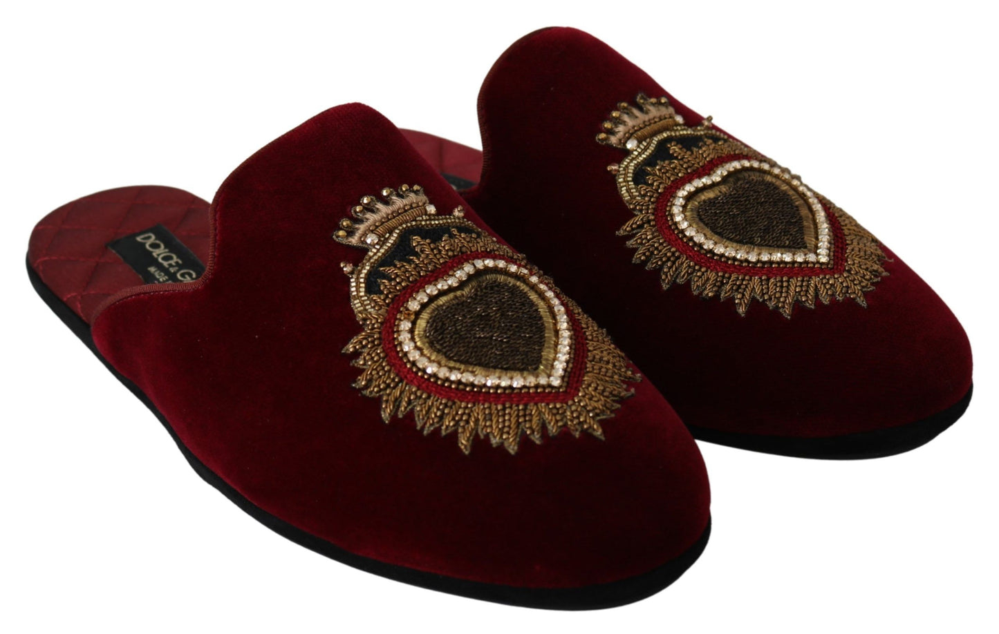 Dolce & Gabbana rode fluwelen geborduurde slippers