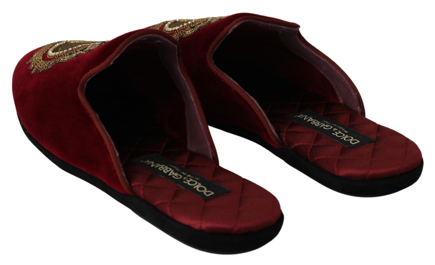 Dolce & Gabbana rode fluwelen geborduurde slippers