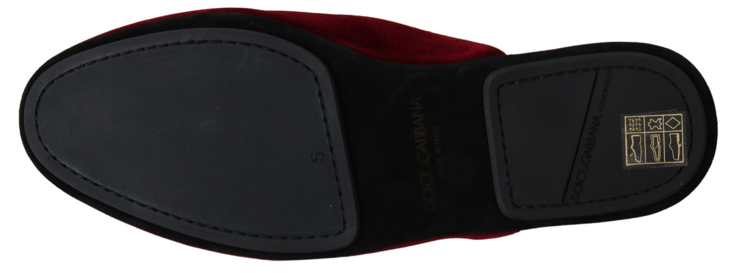 Dolce & Gabbana rode fluwelen geborduurde slippers