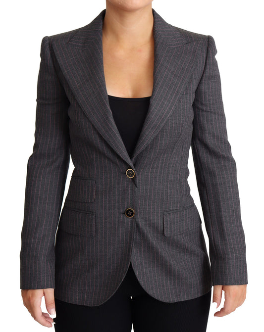 Dolce & Gabbana Elegante Grijze Stretch Wollen Blazer