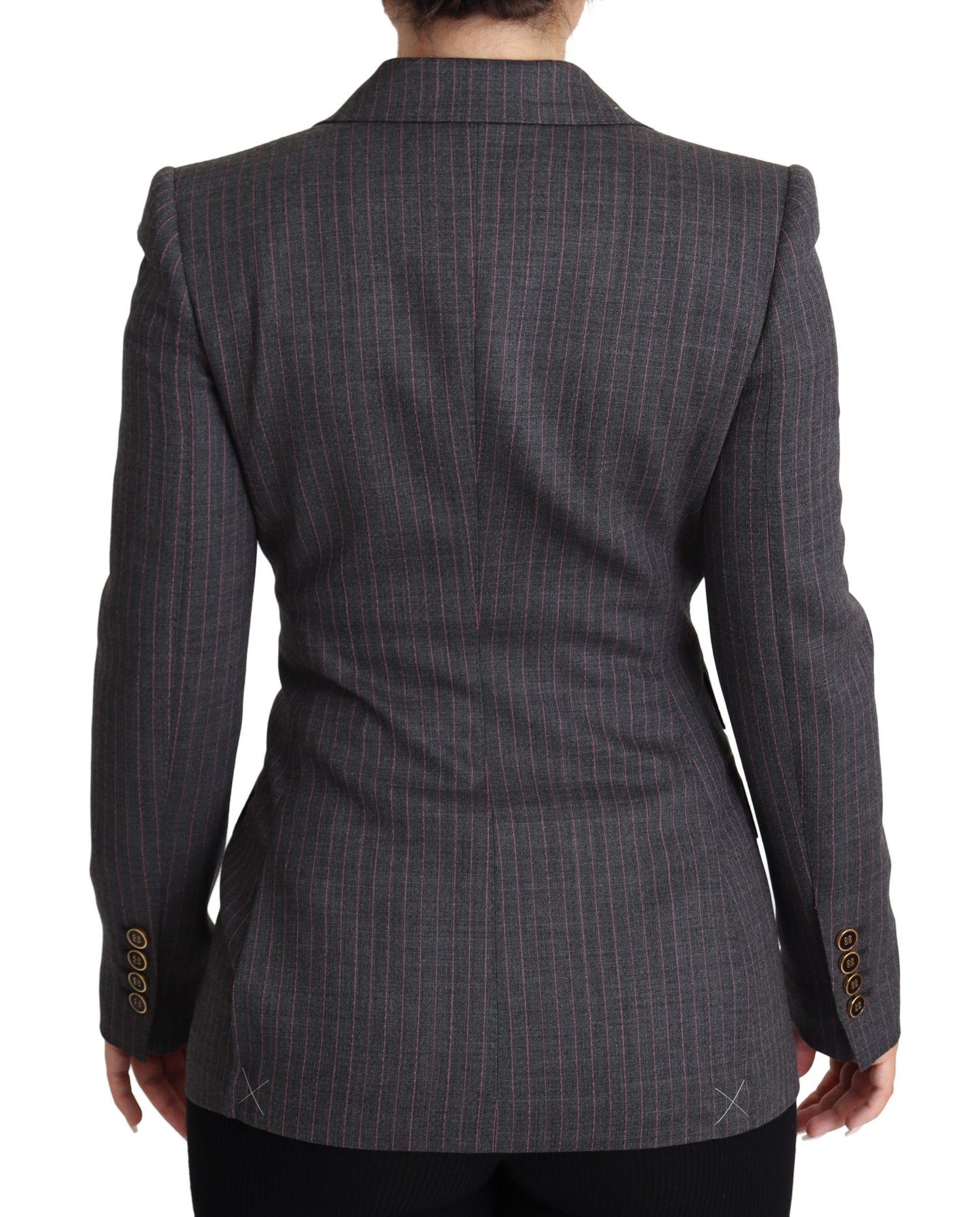 Dolce & Gabbana Elegante Grijze Stretch Wollen Blazer