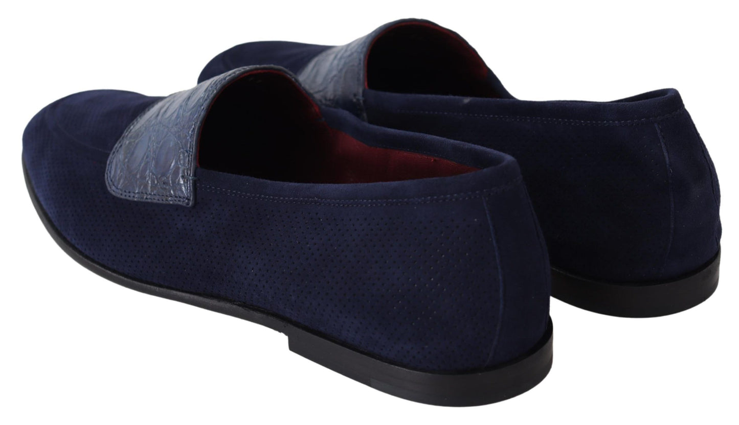 Dolce & Gabbana Elegante Blauwe Su������de Leren Loafers