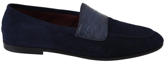 Dolce & Gabbana Elegante Blauwe Su������de Leren Loafers