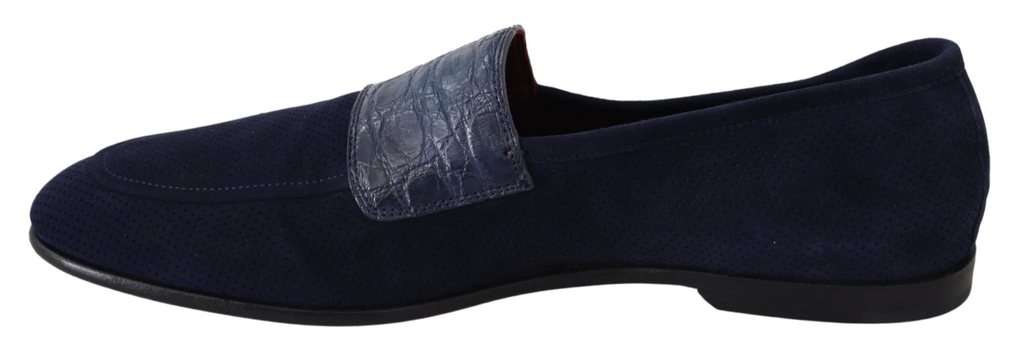 Dolce & Gabbana Elegante Blauwe Su������de Leren Loafers