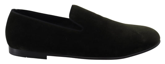 Dolce & Gabbana Elegante Groene Fluwelen Loafers