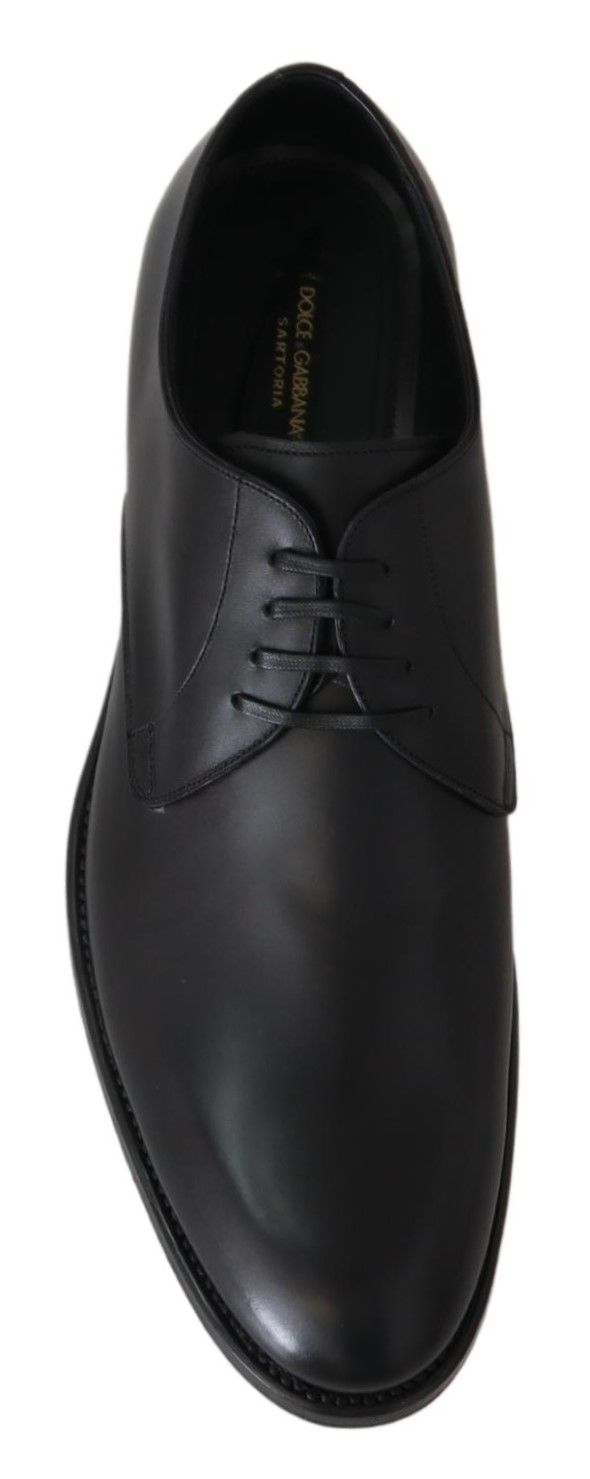 Dolce & Gabbana Elegante Zwarte Leren Derby Dress Schoenen