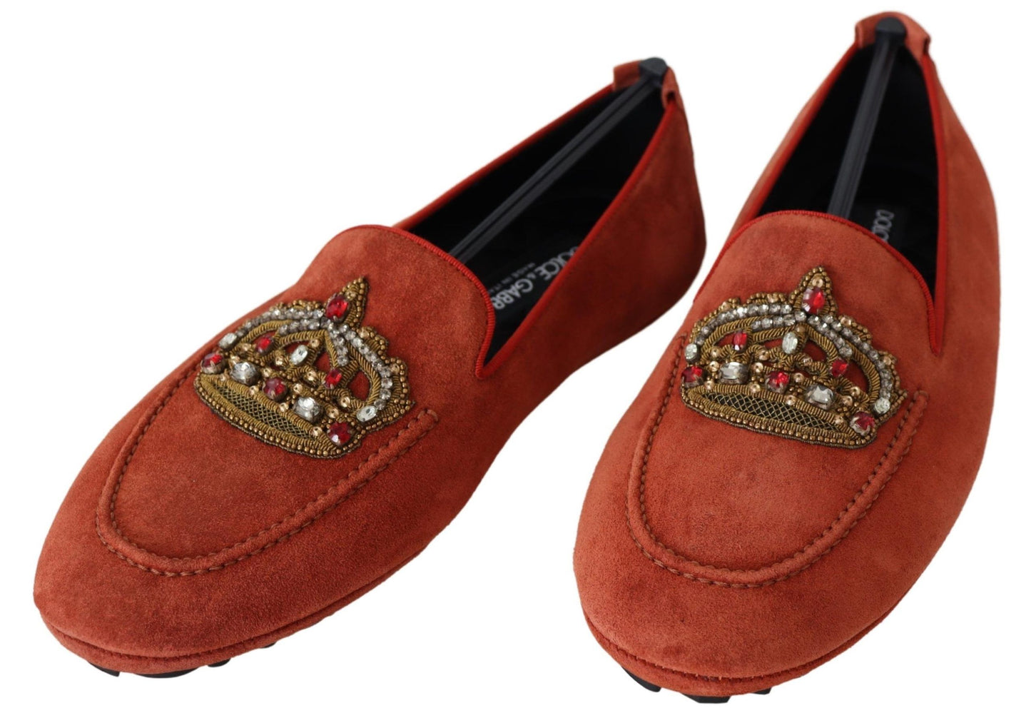 Dolce & Gabbana Opulent Orange leren loafers met gouden borduursels