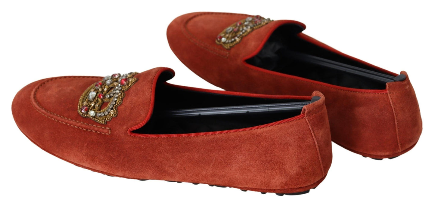 Dolce & Gabbana Opulent Orange leren loafers met gouden borduursels