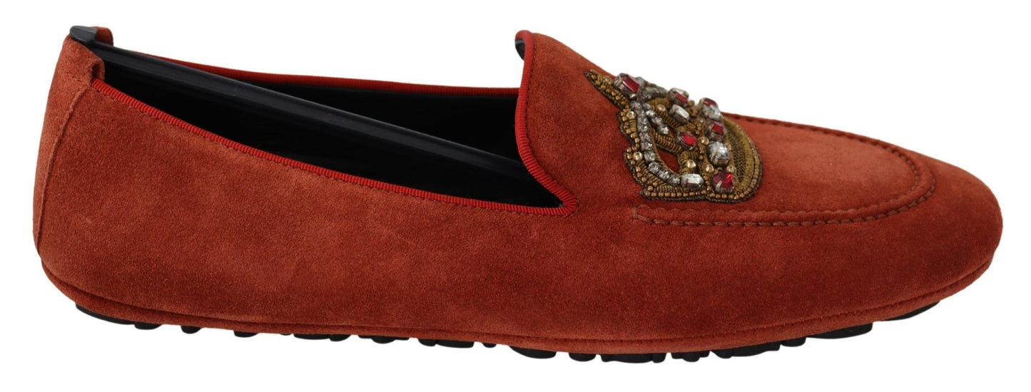 Dolce & Gabbana Opulent Orange leren loafers met gouden borduursels