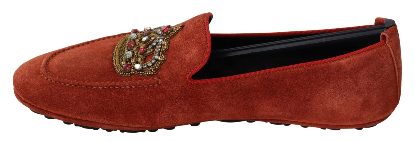 Dolce & Gabbana Opulent Orange leren loafers met gouden borduursels