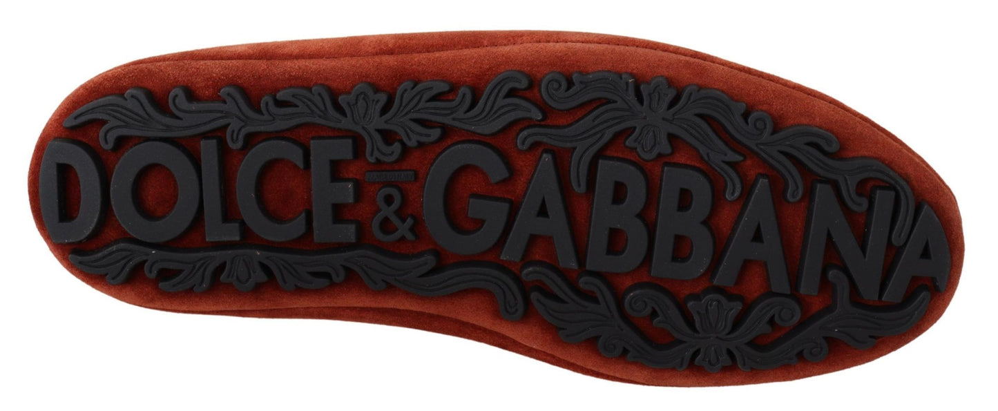 Dolce & Gabbana Opulent Orange leren loafers met gouden borduursels