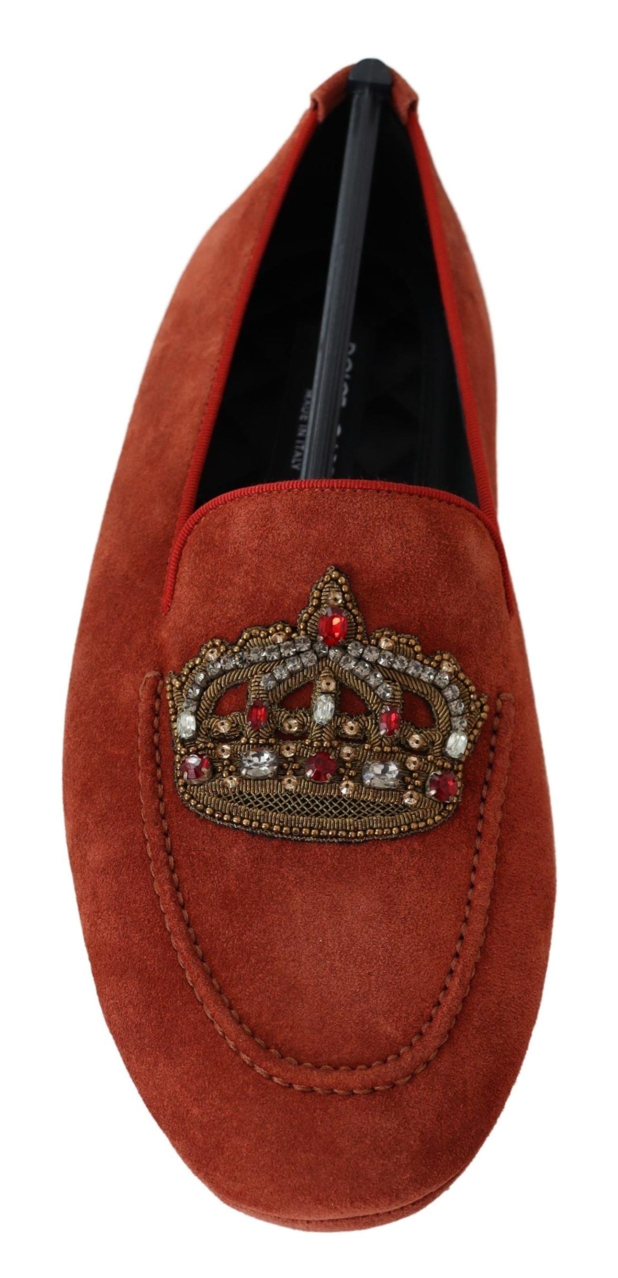 Dolce & Gabbana Opulent Orange leren loafers met gouden borduursels