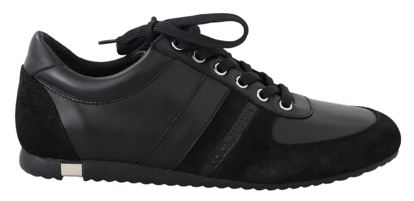 Dolce & Gabbana Elegante Zwarte Leren Sport Sneakers