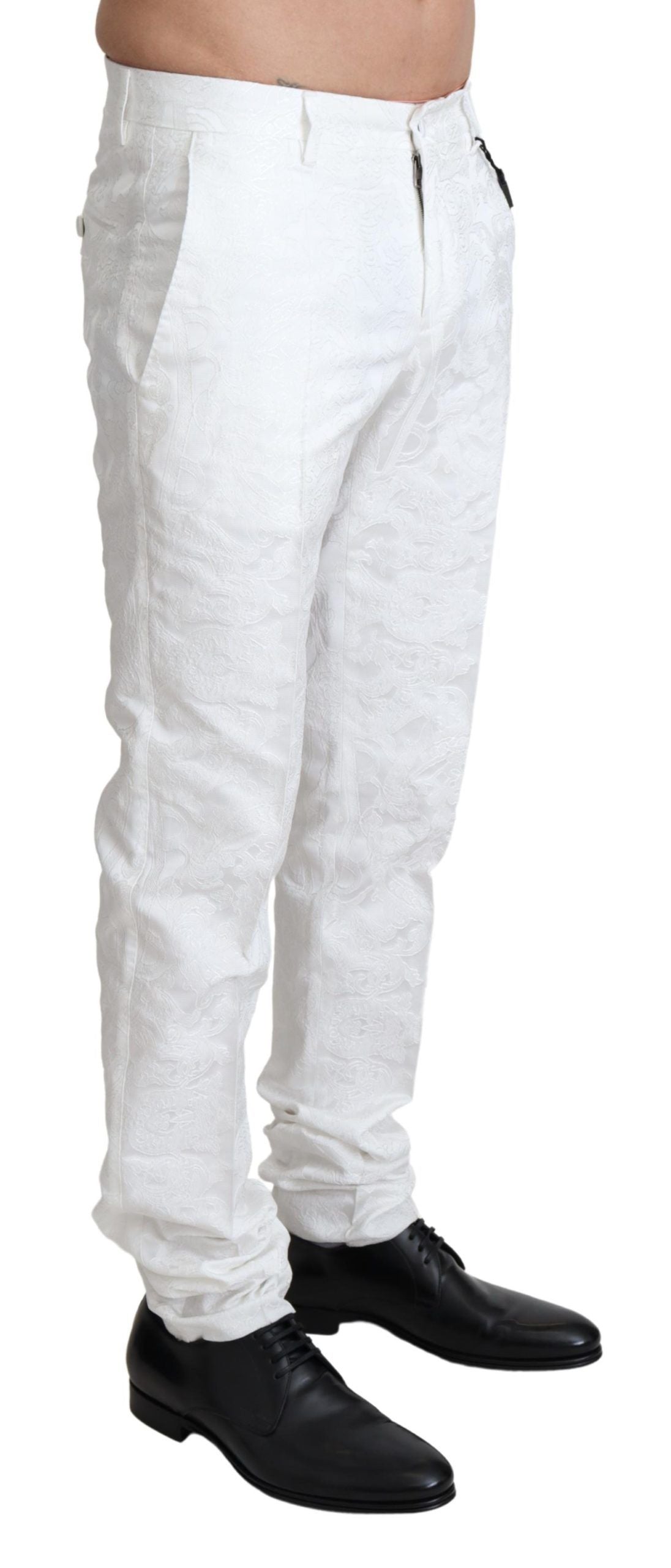 Dolce & Gabbana Elegante Witte Brokaat Jurk Broek