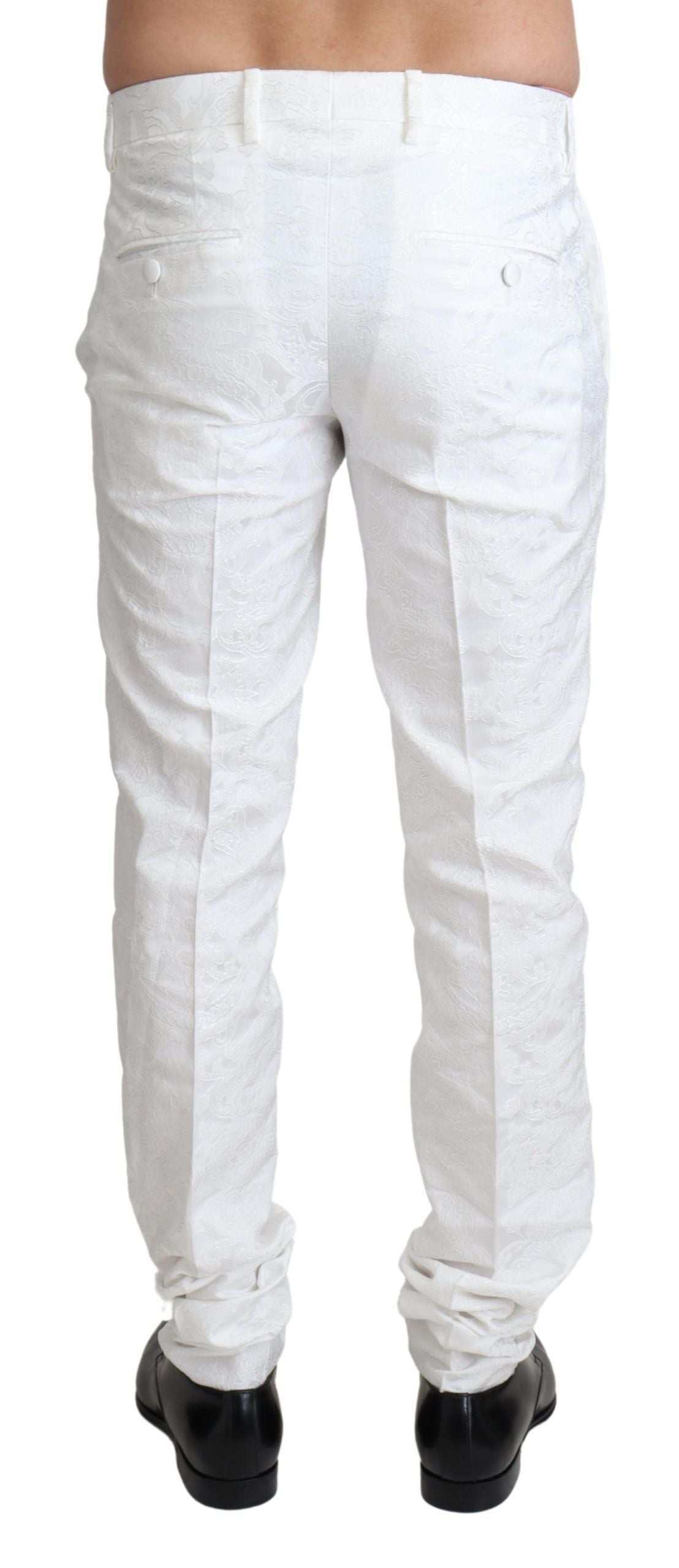 Dolce & Gabbana Elegante Witte Brokaat Jurk Broek