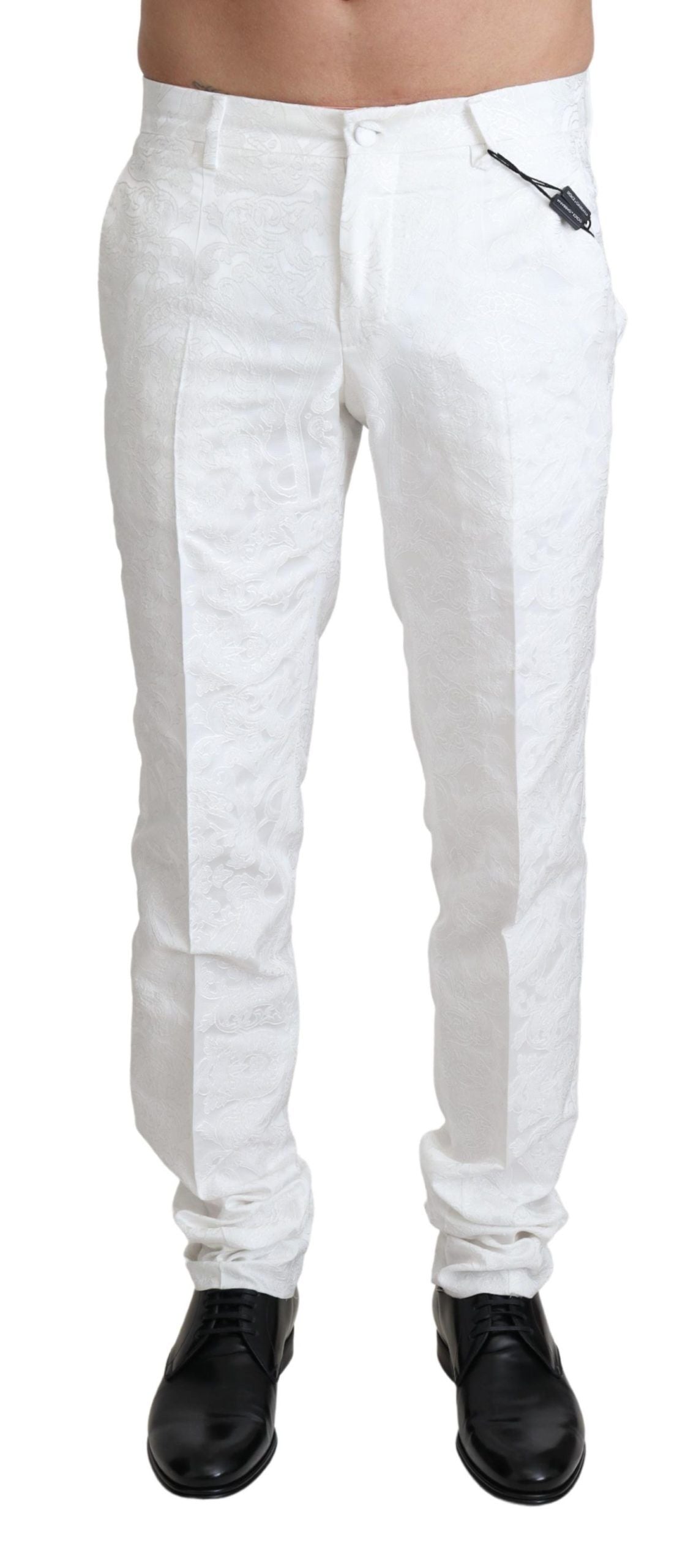 Dolce & Gabbana Elegante Witte Brokaat Jurk Broek