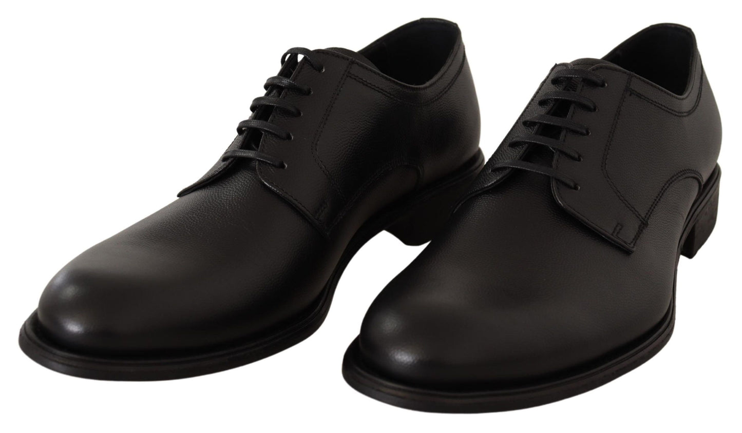 Dolce & Gabbana Elegante Zwarte Leren Derby Schoenen