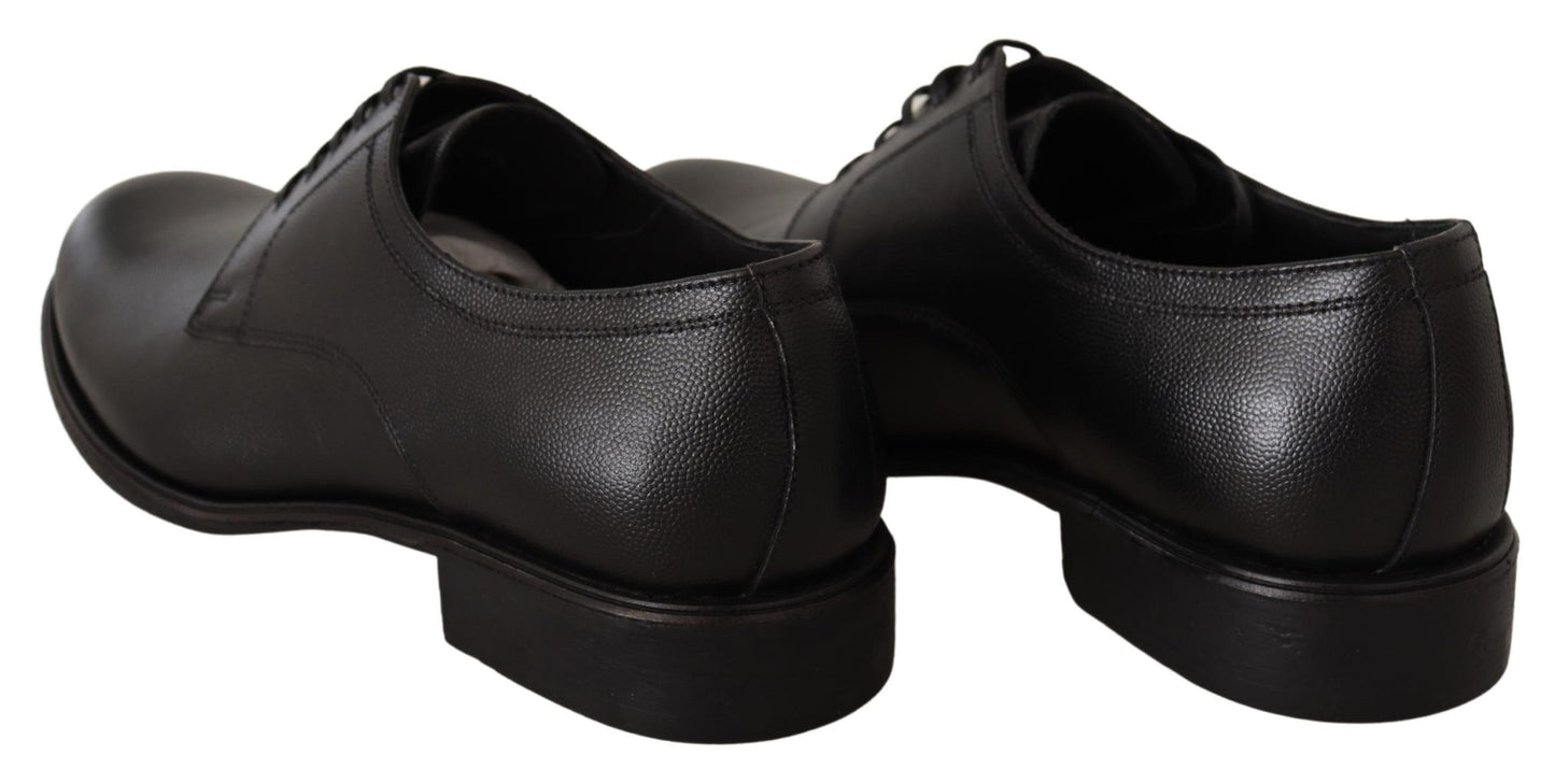 Dolce & Gabbana Elegante Zwarte Leren Derby Schoenen